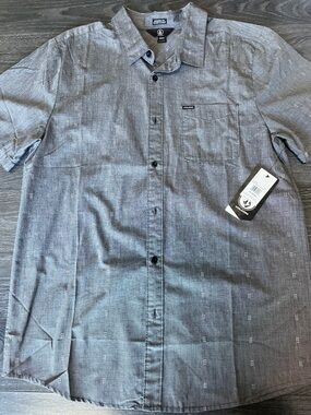 Volcom Men's Short Sleeve Button Down Shirt in Heather Gray
